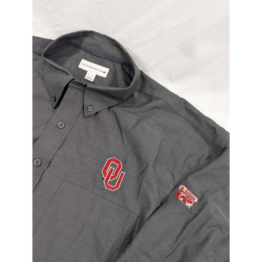 New No Tags Cutter Buck Oklahoma Sooners Long Sleeve Dress Shirt XLT Gray